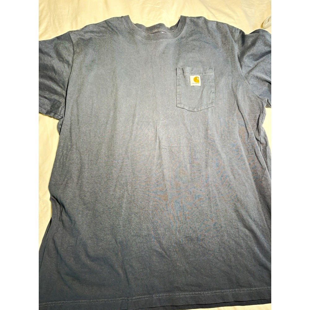Carhartt Men's 2XL Tall Blue Pocket Logo Tee Loose Fit Crew Neck Cotton Knit